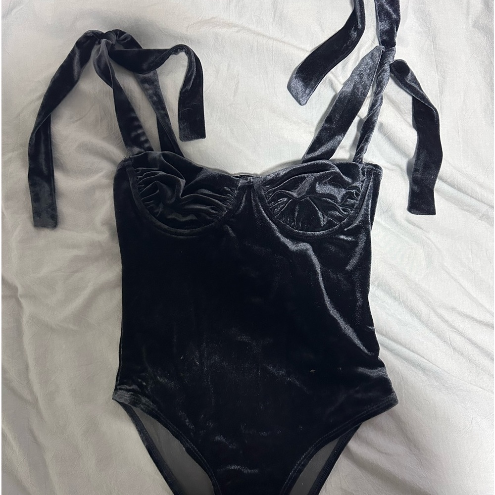 Dark blue velvet Adika body suit